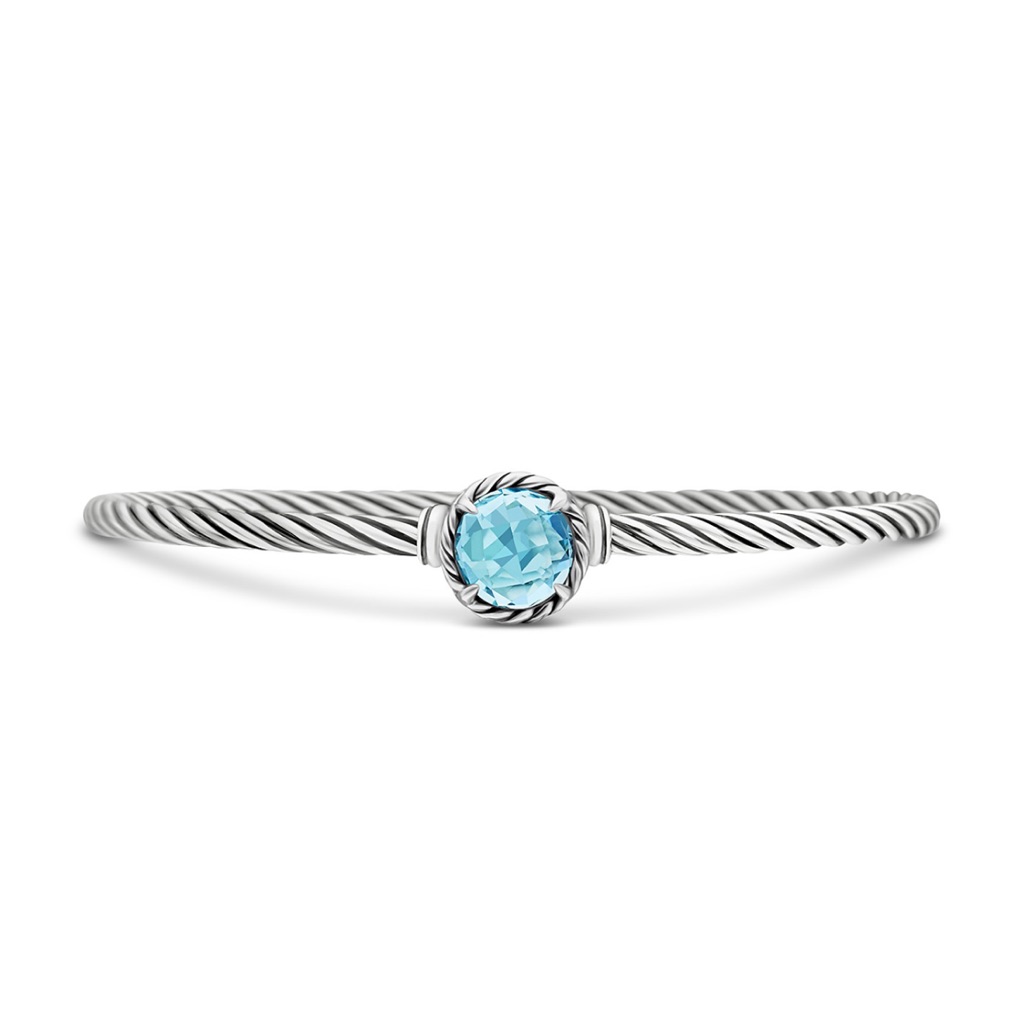 Petite Chtelaine Bracelet In Sterling Silver With Blue Topaz 3mm 300$